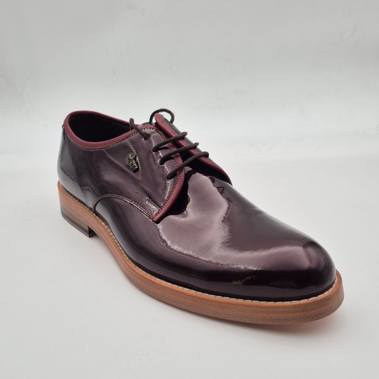 کفش مردانه کد 504  پنج لايه چرم زرشکي ورني سايز 41